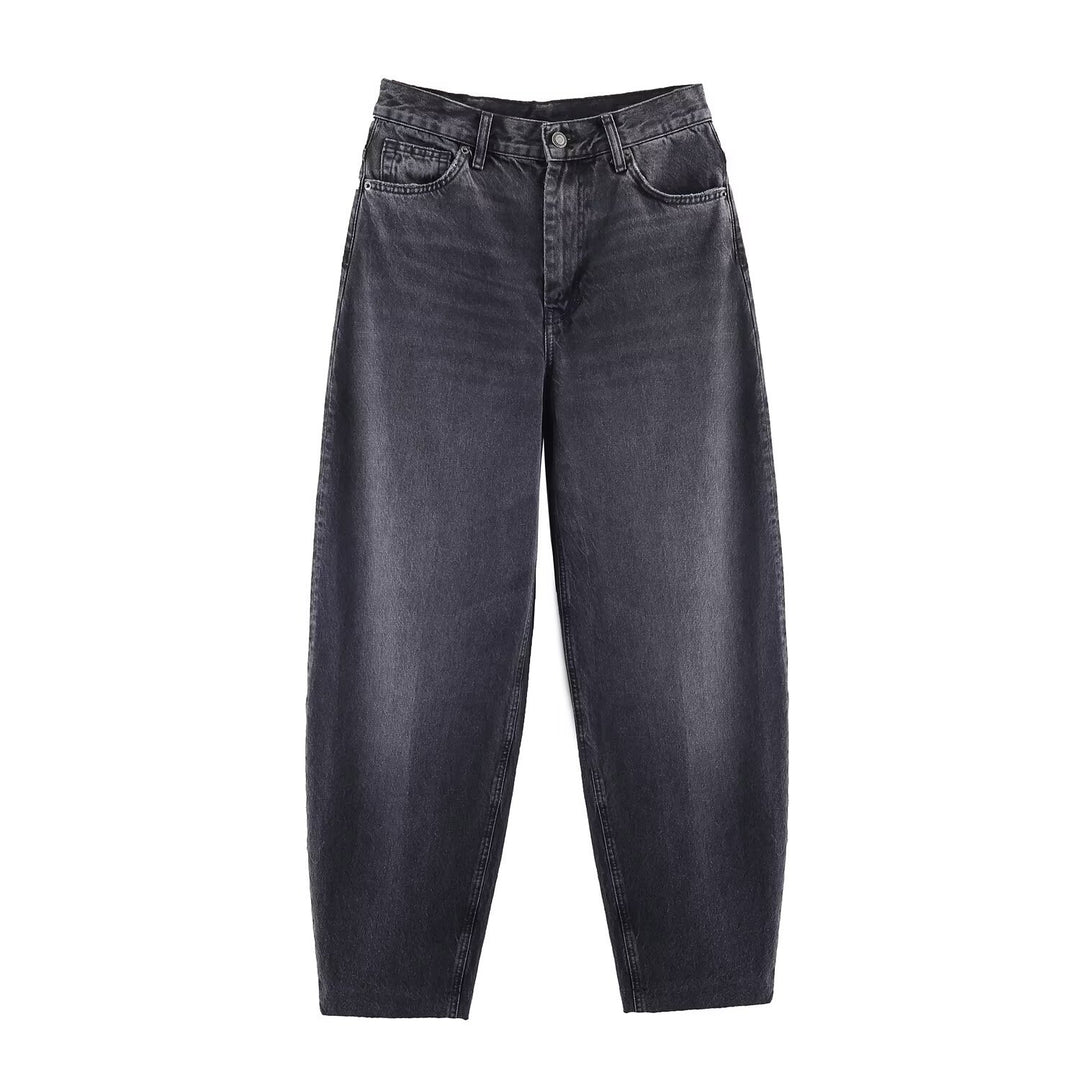 Women High-Waist Balloon Jeans with wide thigh and tapered hem Mune Fashion