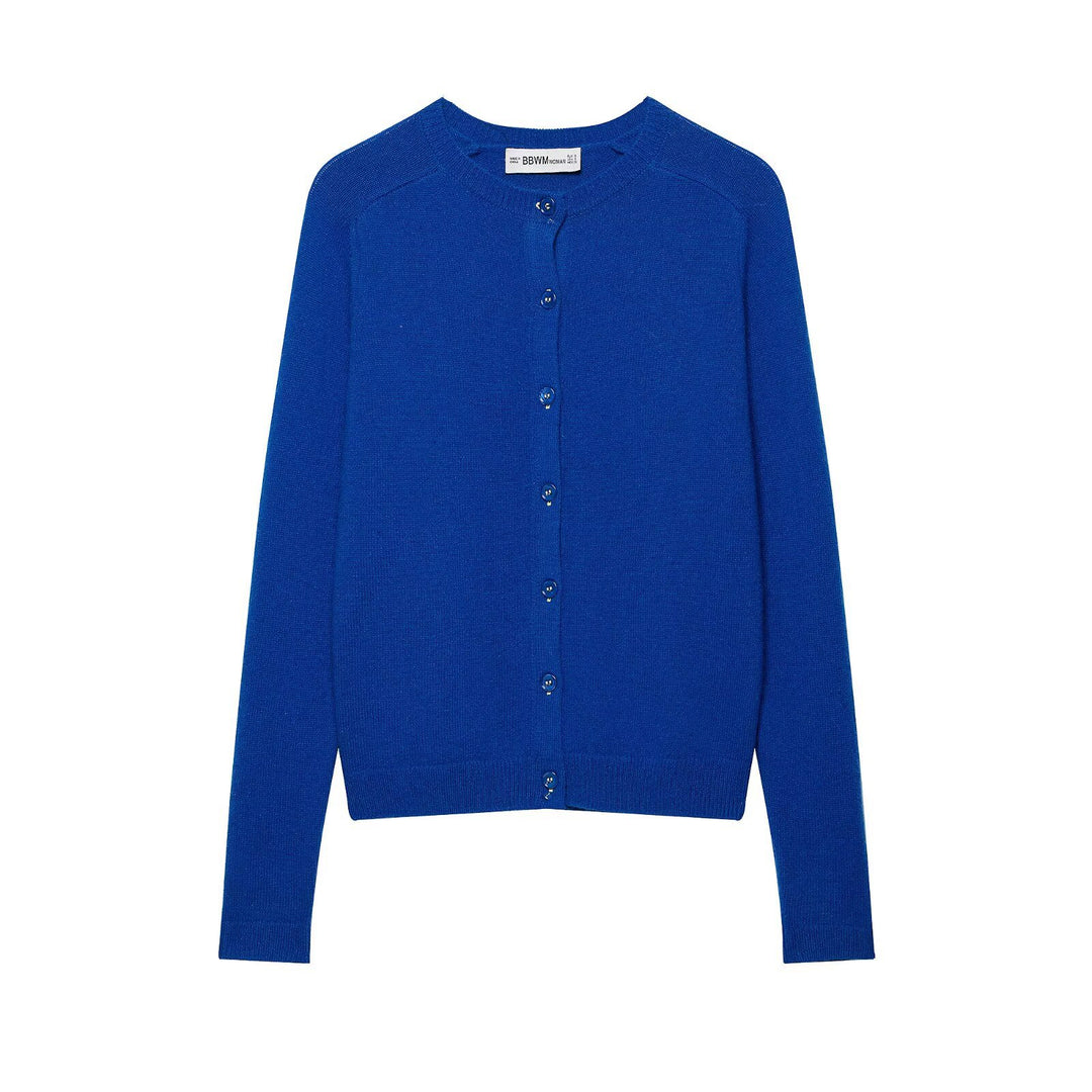 Women's fine knit cardigan with crew neck and continuous button placket Mune Fashion