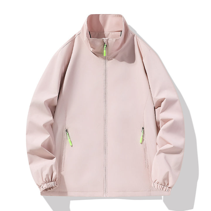 Men's Minimalist Softshell Outdoor Jacket with Stand-Up Collar, Wind and Water Resistant Membrane and Fluorescent Zipper Pulls Mune Fashion