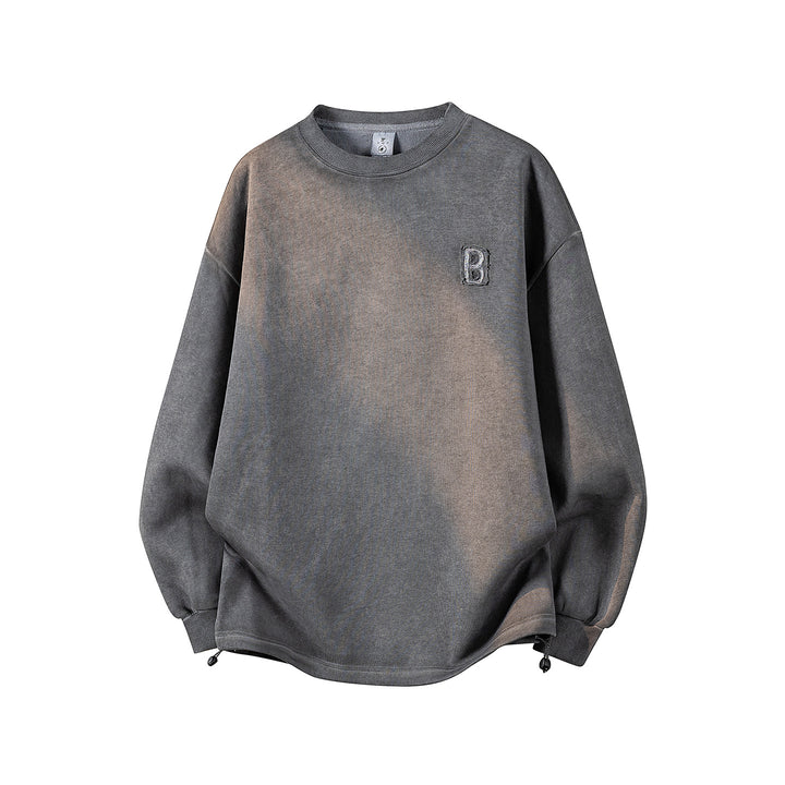 Women's Oversized Sweatshirt with Embroidered Logo, Rounded Hem & Dropped Shoulder Mune Fashion