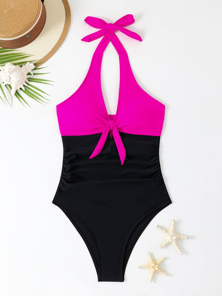 Ladies Elegant One-Piece Swimsuit with Playful Knot Mune Fashion
