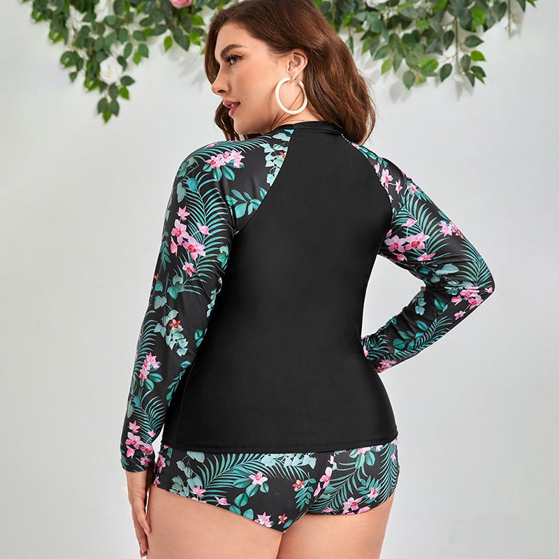 Women's Long-sleeved Surf Suit with Floral Pattern Mune Fashion
