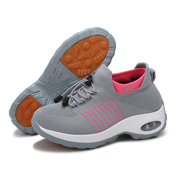 Women's breathable knitted platform sneakers with air cushion support and elastic shaft Mune Fashion