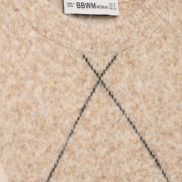 Women's argyle sweater made of wool blend with soft pile and boxy cropped silhouette Mune Fashion
