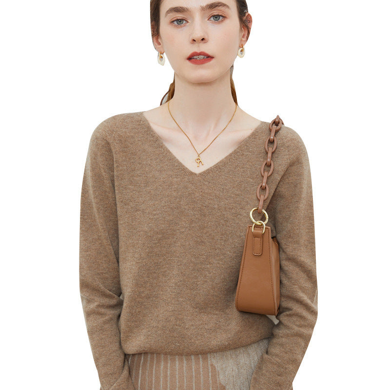 Women's Cozy V-Neck Fine Knit Sweater made of Mohair Mix with Fluffy Surface Mune Fashion