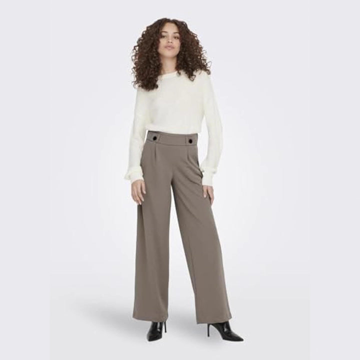 Women's high-waist culotte pants with decorative button waistband and wide leg Drune