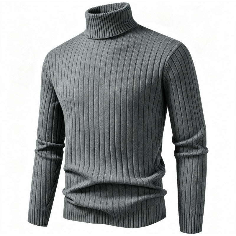 Men's fitted turtleneck sweater in ribbed fine knit Mune Fashion