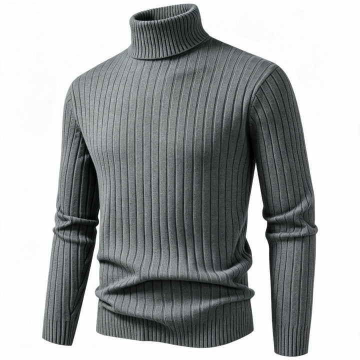 Men's fitted turtleneck sweater in ribbed fine knit Mune Fashion