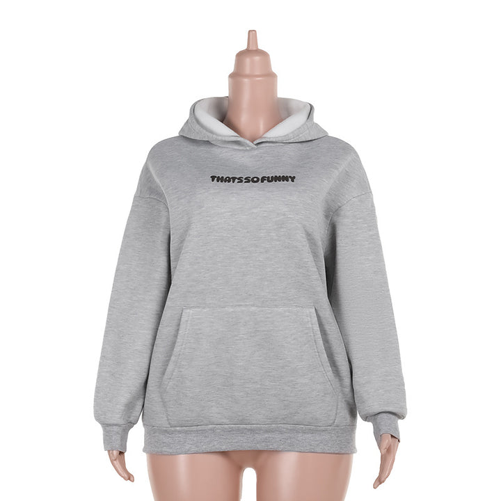 Damen Oversize-Kapuzenpullover mit Kängurutasche und Statement-Schriftzug Mune Fashion