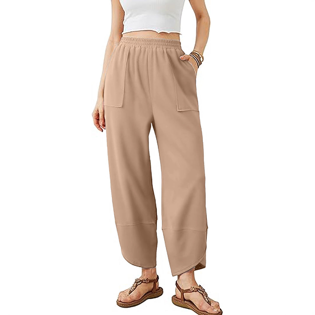 Women's culotte pants with elastic waistband and patch pockets Mune Fashion