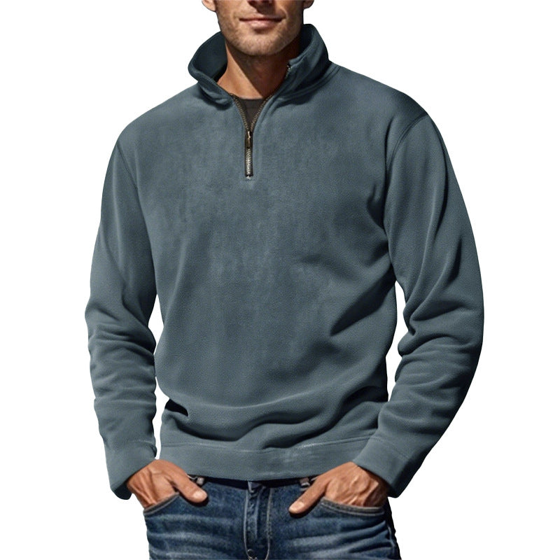 Men's Nano Fleece Half-Zip Pullover with Stand-Up Collar and Ribbed Cuffs Mune Fashion