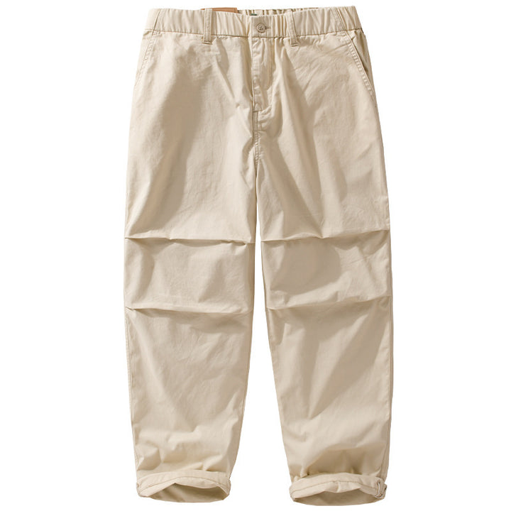 Men's casual chino pants with elastic waistband, drawstring, and tapered leg Mune Fashion