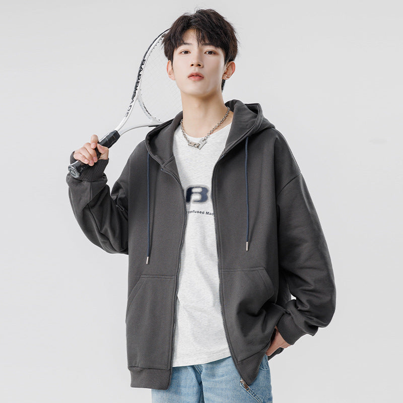 Unisex Oversize Hoodie Fleece Jacket with Boxy Cut and Metal Zipper Drune