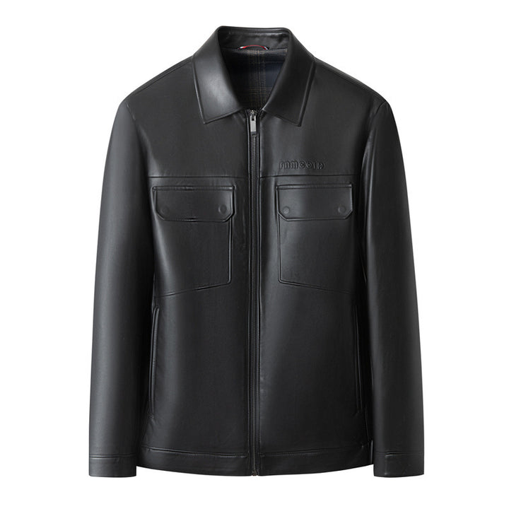 Men's Premium Leather Shirt Jacket Style with Chest Flap Pockets Mune Fashion