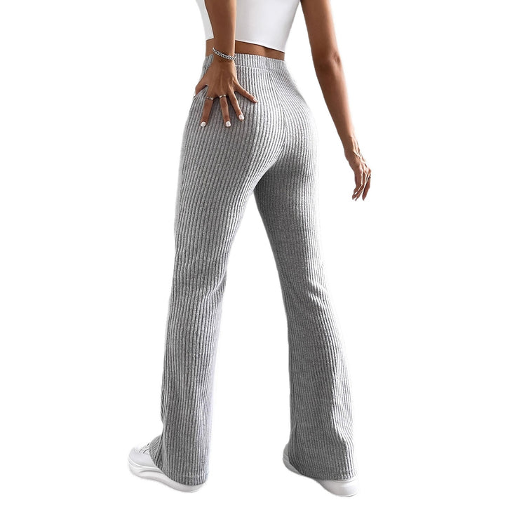 Women's high-waisted ribbed flared pants made of fine knit Mune Fashion