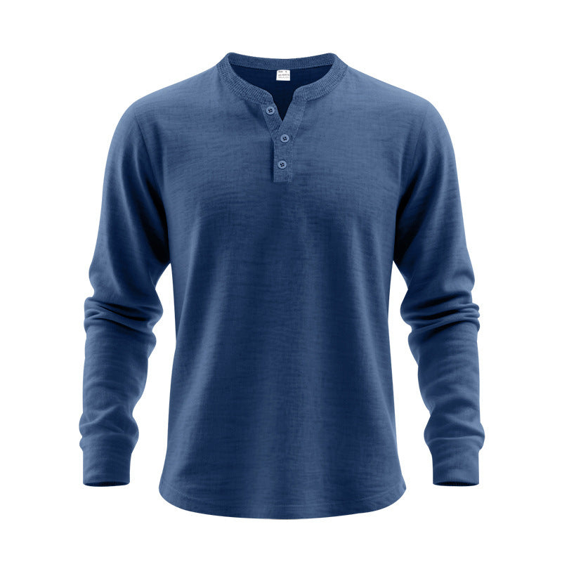 Men's Nano Structured Henley Long Sleeve Shirt with Thermal Waffle Texture, Ribbed Stand Collar and Body Friendly Cut Mune Fashion
