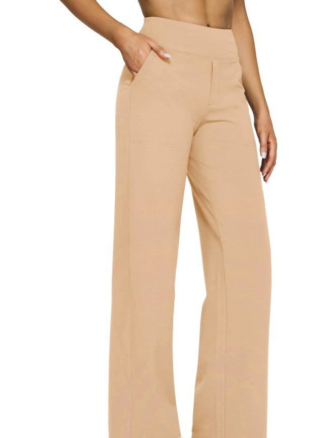 Women wide-cut Palazzo pants with high-cut comfort waistband and side pockets Mune Fashion