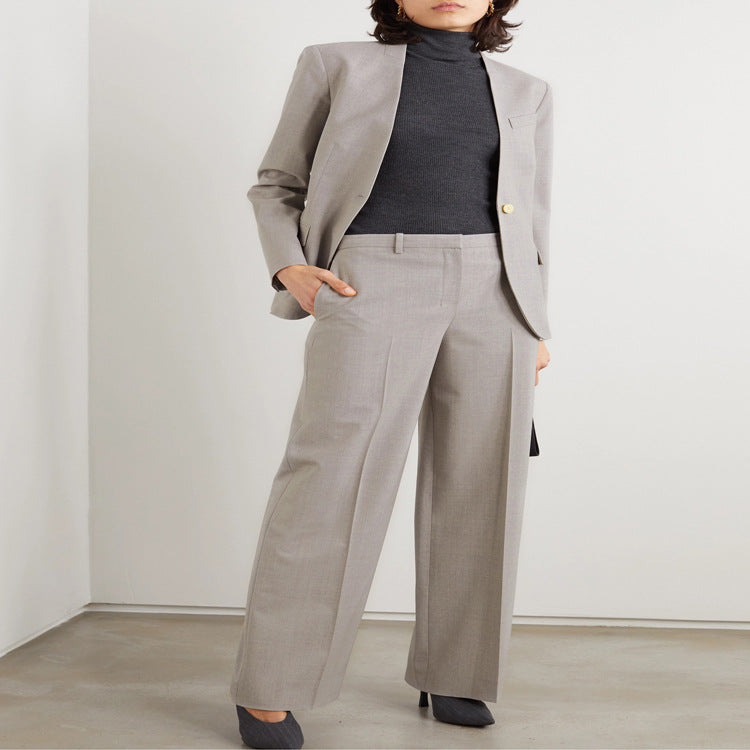 Women Tailored Suit with Wide Leg and Single-Breasted Blazer Mune Fashion