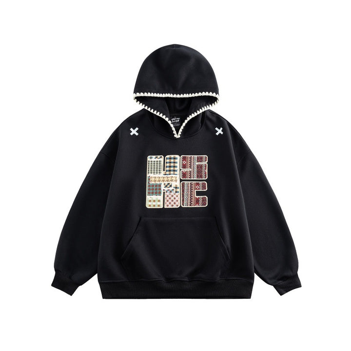 Unisex Wide Cut Hoodie with Patchwork Application and Kangaroo Pocket Mune Fashion