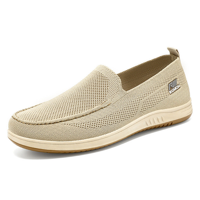 Men's lightweight mesh moccasin slipper with seamless knit upper, memory comfort insole, and slip-resistant flex sole Mune Fashion