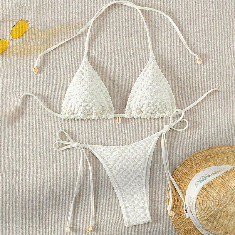 Ladies triangle bikini with adjustable straps and unique structure pattern Mune Fashion