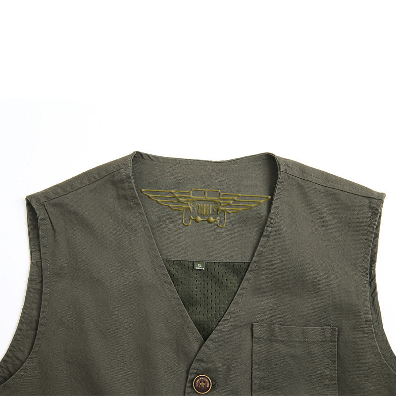 Men's Utility Vest with Striped Cotton Canvas Lining Mune Fashion