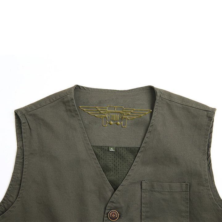 Men's Utility Vest with Striped Cotton Canvas Lining Mune Fashion