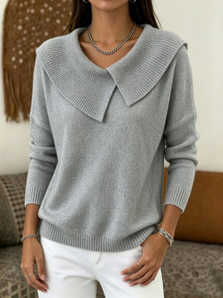 Women Oversized Turtleneck Sweater with Asymmetric Shawl Collar Mune Fashion
