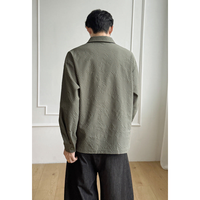 Men's Casual Long Sleeve Shirt with Textured Fabric Mune Fashion