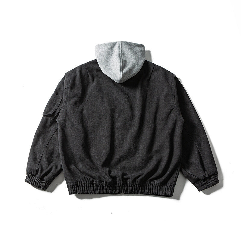 Unisex Oversize Canvas Hoodie with Utility Arm Pocket and Elastic Cuffs Mune Fashion