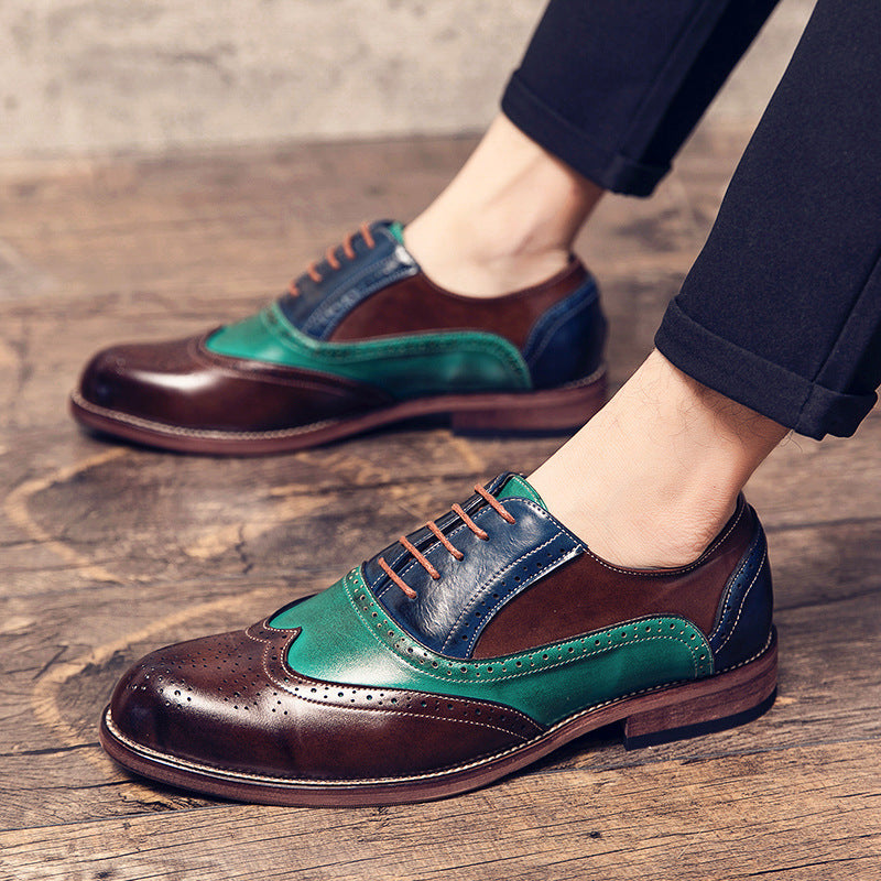 Men's handcrafted brogue leather shoes with multicolored patina and perforated details Mune Fashion