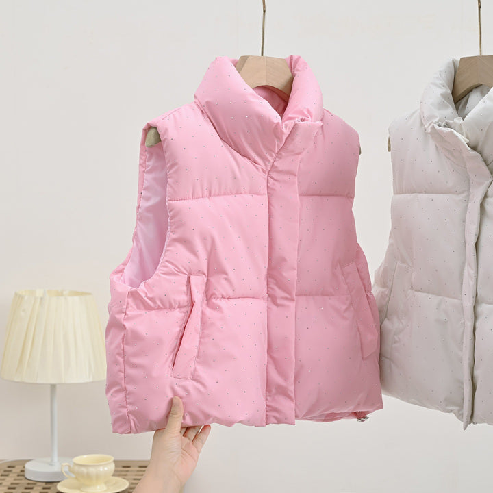 Women's Insulated Sleeveless Padded Gilet with Quilted Stand-up Collar Mune Fashion