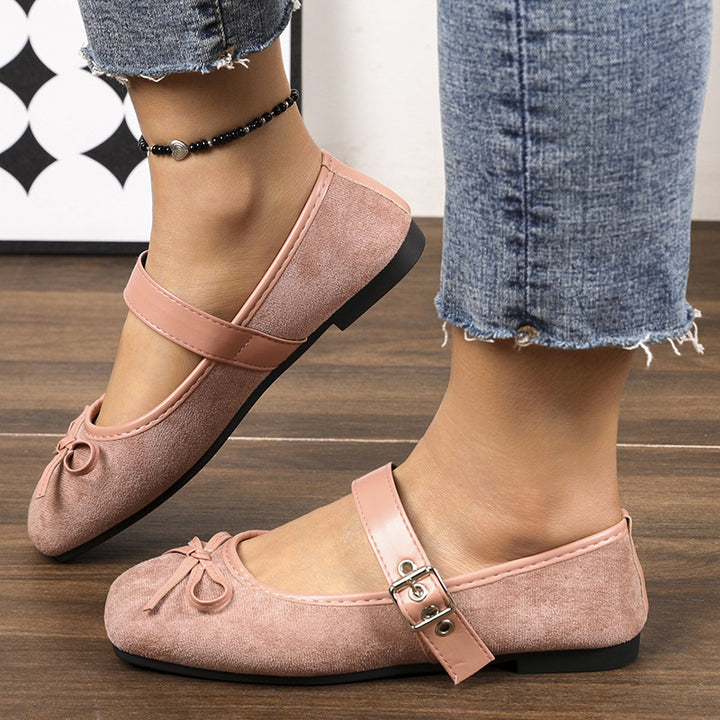 Women's ballerina flats with leopard print, adjustable Mary Jane strap and decorative bow Mune Fashion