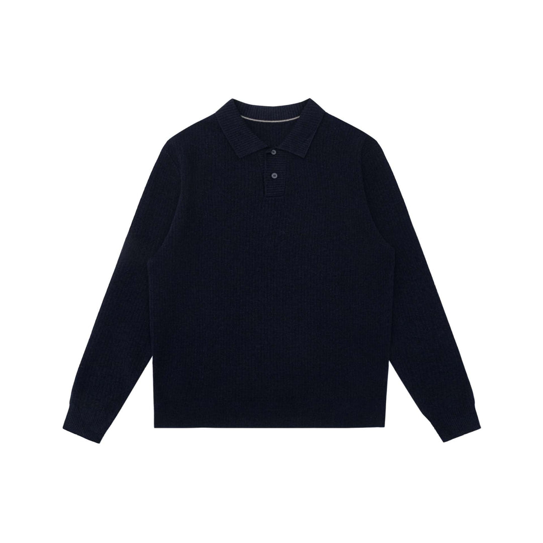 Unisex Ribbed Polo Collar Sweater made of Fine Knit with Button Placket Mune Fashion