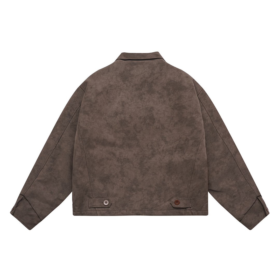 Men's short-cut suede-look blouson with patch flap pockets and shirt collar Mune Fashion