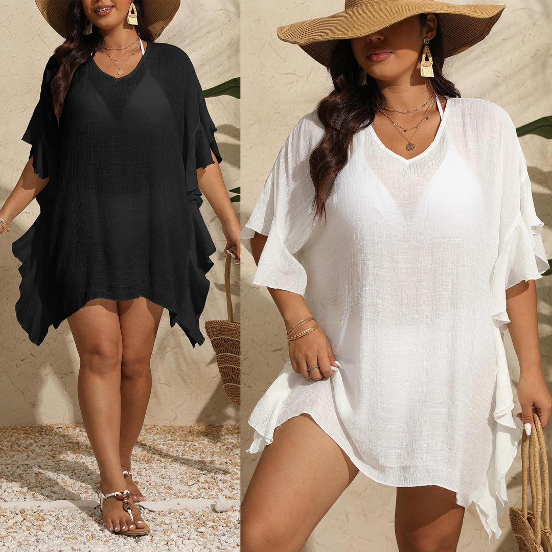 Women's airy beach cover-up with playful ruffle trim