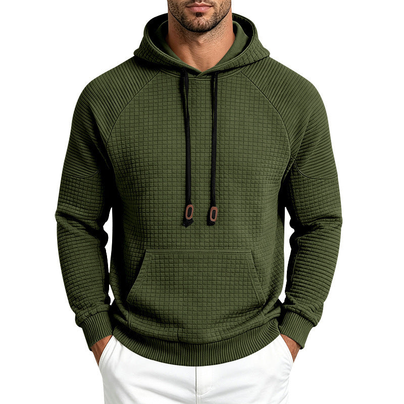 Men's Structured Hoodie made of Waffle Jersey with Kangaroo Pocket and Raglan Sleeves Mune Fashion