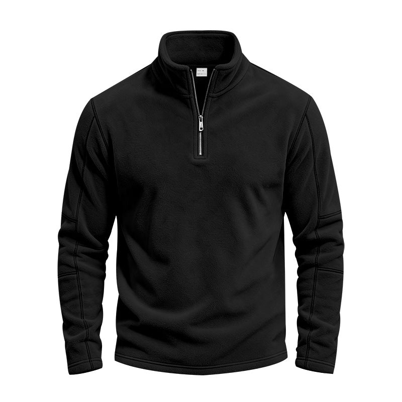 Men's fleece half-zip pullover with stand-up collar and flatlock seams Mune Fashion