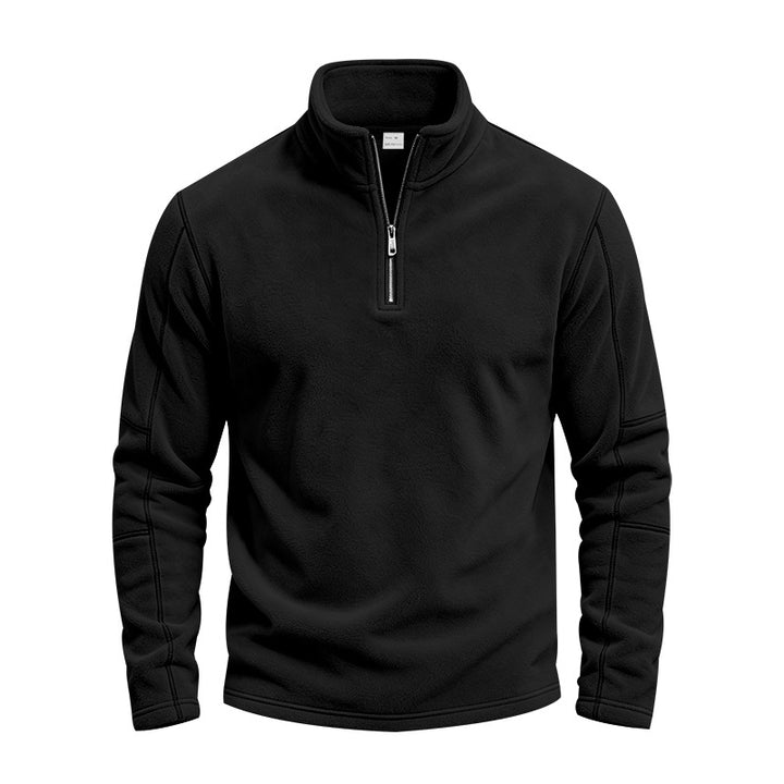 Men's fleece half-zip pullover with stand-up collar and flatlock seams Mune Fashion