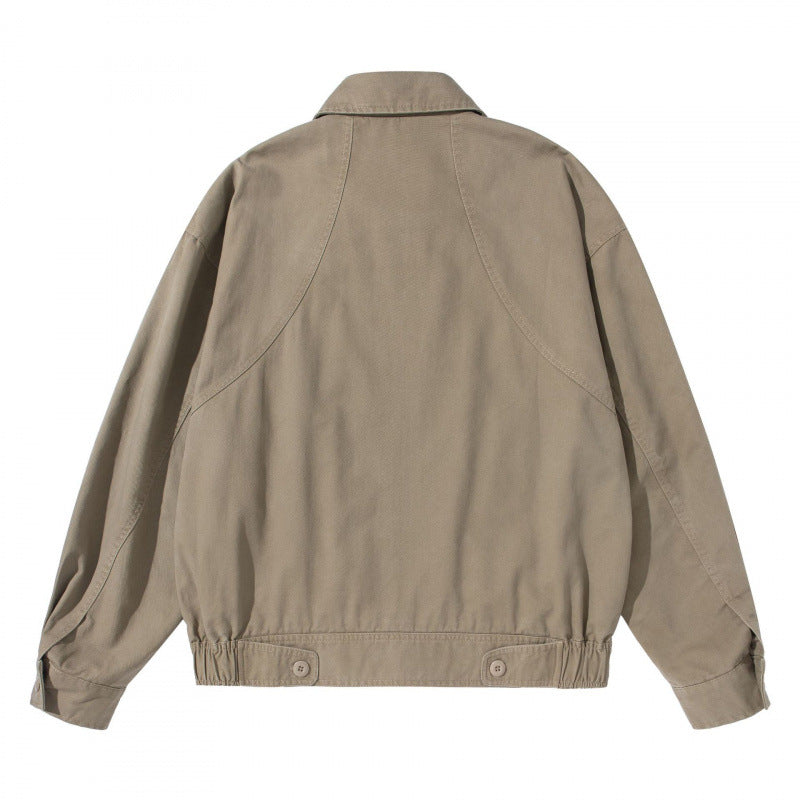 Men's Lightweight Boxy Field Jacket with Shirt Collar, Concealed Button Placket and Elastic Hem Mune Fashion