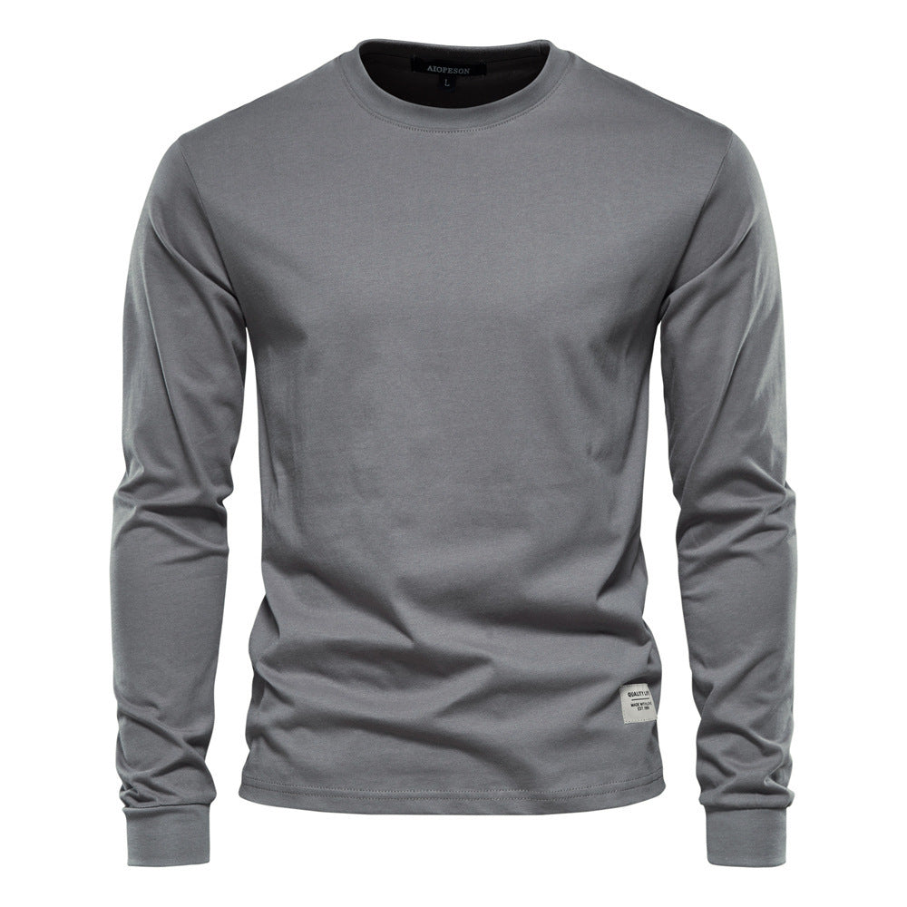 Men's classic long-sleeved cotton shirt with round neck and elastic cuffs Mune Fashion