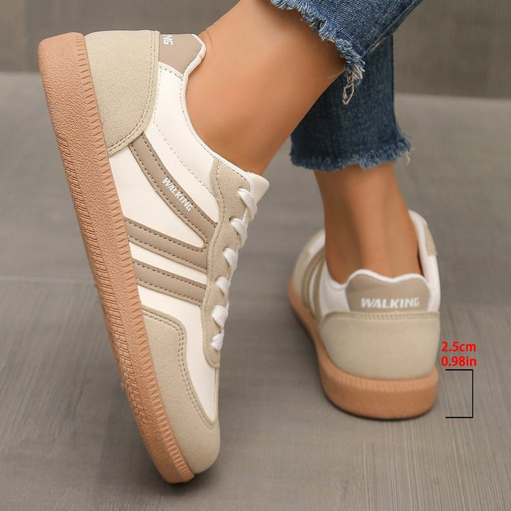 Damen Retro-Sneaker mit Veloursleder-Optik, gepolstertem Komfortfußbett und profilierter Gummilaufsohle Mune Fashion