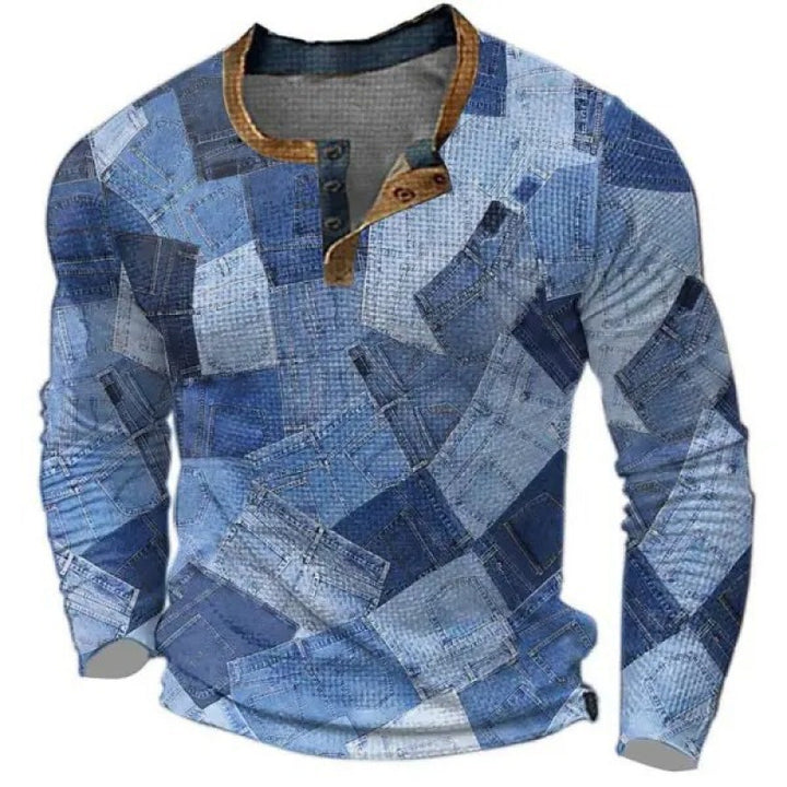 Men's sporty long-sleeve shirt with button placket Mune Fashion
