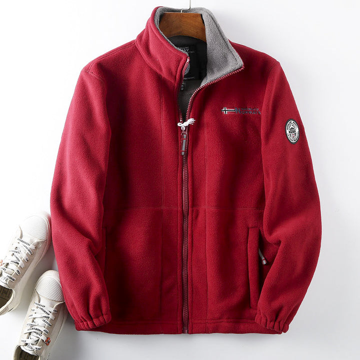 Men's fleece jacket with stand-up collar, full-length zipper, and teddy inner lining Mune Fashion