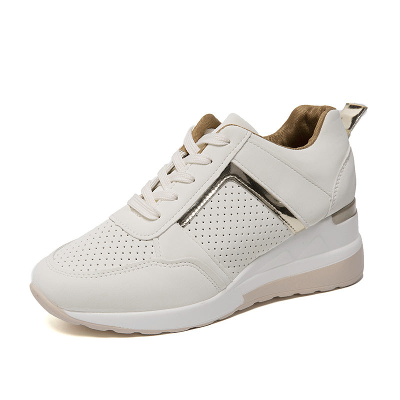 Ladies  wedge sneakers with perforated microfiber upper, padded heel cap and slip-resistant patterned sole Mune Fashion
