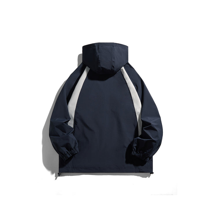 Men's hooded windbreaker in sporty color block design with adjustable hem Mune Fashion