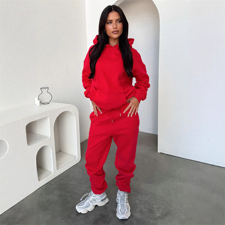 Women's loungewear set with oversized hoodie and high-cut drawstring jogger pants made of cotton blend Mune Fashion