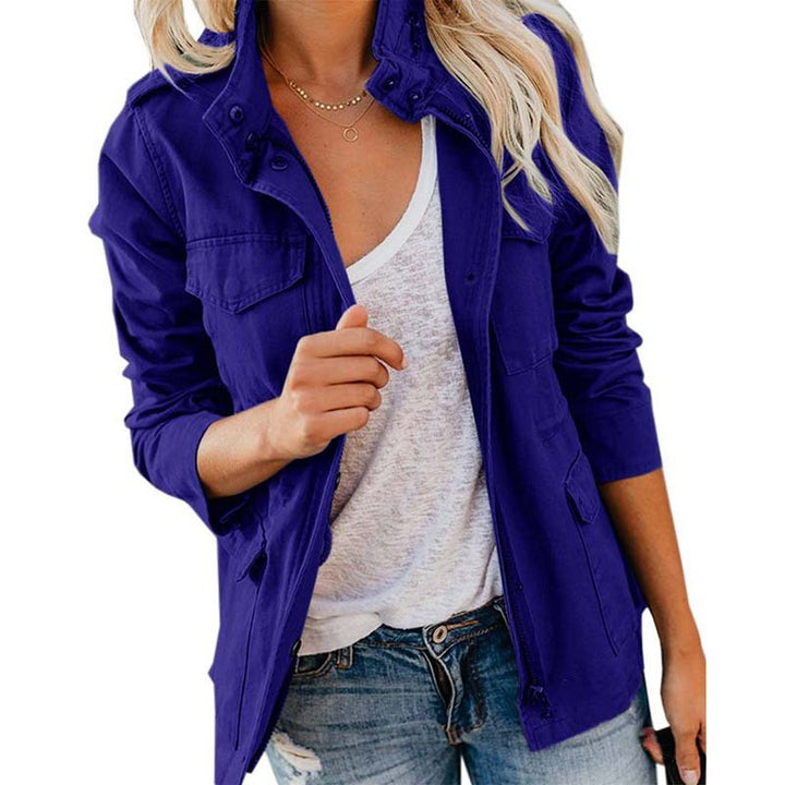 Women's lightweight field jacket in utility style with standing collar and multiple pockets Mune Fashion