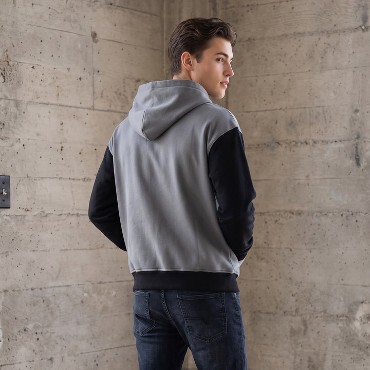 Men's Colorblock Style Zip-Up Hoodie in French Terry with Kangaroo Pocket Mune Fashion