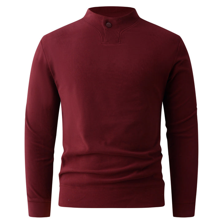 Men's Long Sleeve Shirt with Narrow Stand Collar and Button Closure Mune Fashion